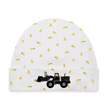 Transparenter Bulldozer - Baby Premium Organic Mütze - Weiß/Zitronengelb - Vorne