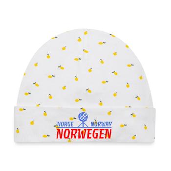 Norwegen Norge Norway Emblem - Baby Premium Organic Mütze - Weiß/Zitronengelb - Vorne