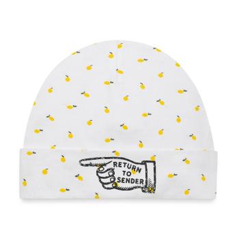 Zurück zum Absender alter Grunge-Poststempel - Baby Premium Organic Mütze - Weiß/Zitronengelb - Vorne