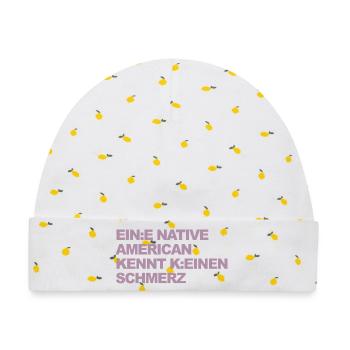 WOKE SATIRE: Ein Indianer kennt keinen Schmerz - Baby Premium Organic Mütze - Weiß/Zitronengelb - Vorne