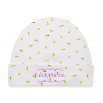 Think Purple - Baby Premium Organic Mütze - Weiß/Zitronengelb - Vorne