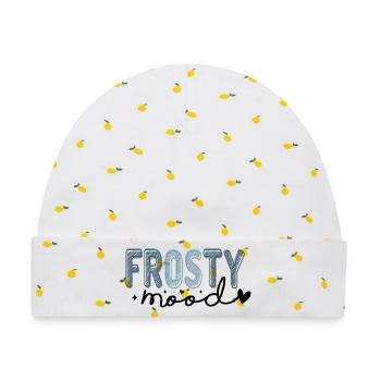 Frostiger Text im eisigen Stil - Baby Premium Organic Mütze - Weiß/Zitronengelb - Vorne
