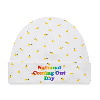 Nationaler Coming-Out-Tag Gay LGBT Pride - Baby Premium Organic Mütze - Weiß/Zitronengelb - Vorne
