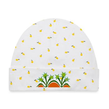 Palmen & Dünen von Cean - Baby Premium Organic Mütze - Weiß/Zitronengelb - Vorne
