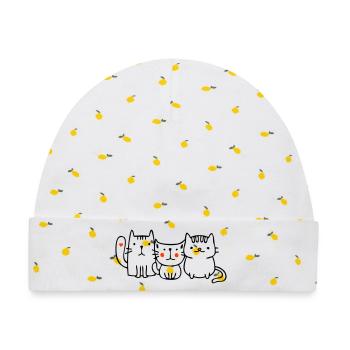 drei kleine Katzen - Baby Premium Organic Mütze - Weiß/Zitronengelb - Vorne