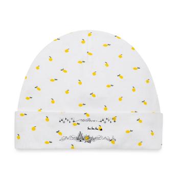 Winterliches Häuserpanorama Linienzeichnung - Baby Premium Organic Mütze - Weiß/Zitronengelb - Vorne