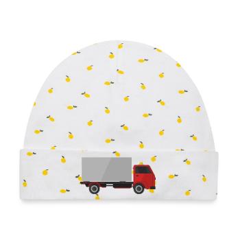 Lkw - Baby Premium Organic Mütze - Weiß/Zitronengelb - Vorne