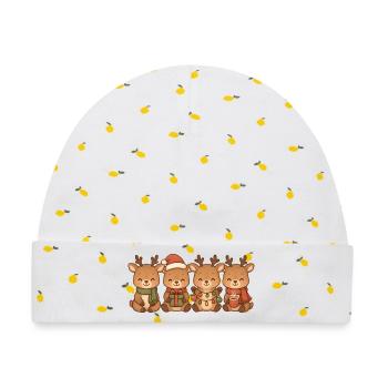 Hirsche für Kinder, Jungen und Mädchen, Weihnachte - Baby Premium Organic Mütze - Weiß/Zitronengelb - Vorne