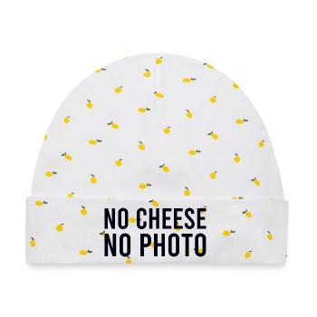 No cheese no photo - Baby Premium Organic Mütze - Weiß/Zitronengelb - Vorne