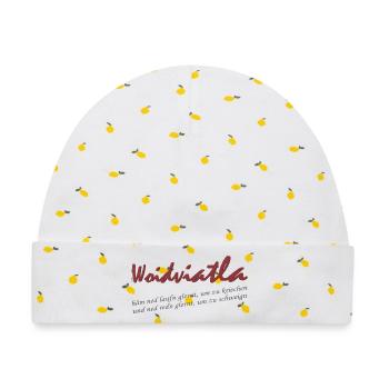 Woidviatla Script Logo - Baby Premium Organic Mütze - Weiß/Zitronengelb - Vorne