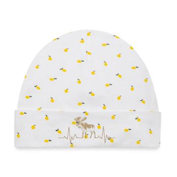 Moose Herzschlag Silhouette - Baby Premium Organic Mütze - Weiß/Zitronengelb - Vorne