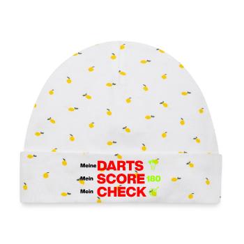 Meine Darts, mein Score, mein Check - Baby Premium Organic Mütze - Weiß/Zitronengelb - Vorne
