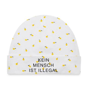 Kein Mensch Ist Illegal Statement Klar Stark - Baby Premium Organic Mütze - Weiß/Zitronengelb - Vorne