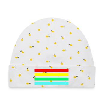 Retro Neonfarbige arc Streifenkomposition - Baby Premium Organic Mütze - Weiß/Zitronengelb - Vorne