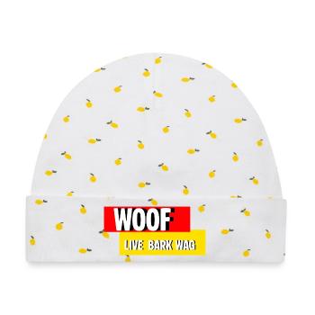 Wuff - Baby Premium Organic Mütze - Weiß/Zitronengelb - Vorne