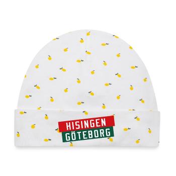 Hisingen-Göteborg-Flagge - Baby Premium Organic Mütze - Weiß/Zitronengelb - Vorne