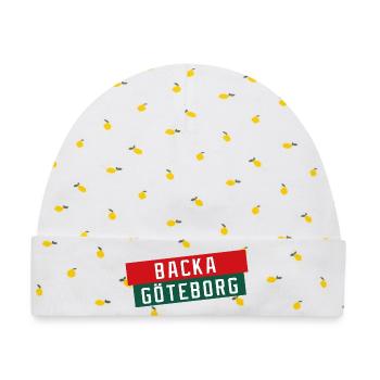 Backa Göteborg Diagonaltext - Baby Premium Organic Mütze - Weiß/Zitronengelb - Vorne
