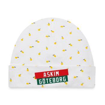 Askim Göteborg Farbblock-Logo - Baby Premium Organic Mütze - Weiß/Zitronengelb - Vorne