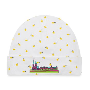 Skyline der Stadt Stettin Wały Chrobrego Kunst - Baby Premium Organic Mütze - Weiß/Zitronengelb - Vorne