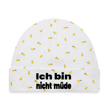 Müde - Baby Premium Organic Mütze - Weiß/Zitronengelb - Vorne