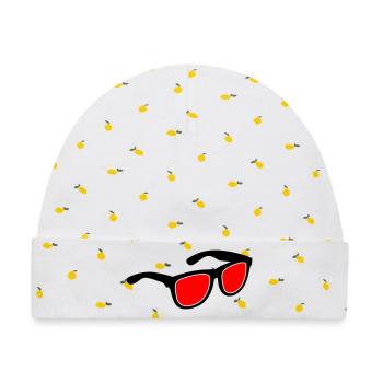 Sonnenbrille - Baby Premium Organic Mütze - Weiß/Zitronengelb - Vorne