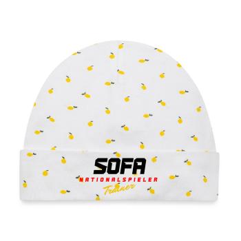 Sofa Nationalspieler - Baby Premium Organic Mütze - Weiß/Zitronengelb - Vorne