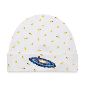 Milchstraßen-Ortsstift Weltraumgalaxie - Baby Premium Organic Mütze - Weiß/Zitronengelb - Vorne