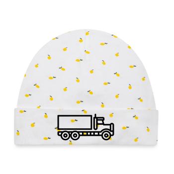 Lkw - Baby Premium Organic Mütze - Weiß/Zitronengelb - Vorne
