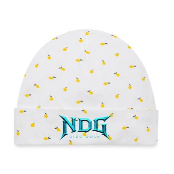 NDG Disc Golf Eislogo-Licht - Baby Premium Organic Mütze - Weiß/Zitronengelb - Vorne