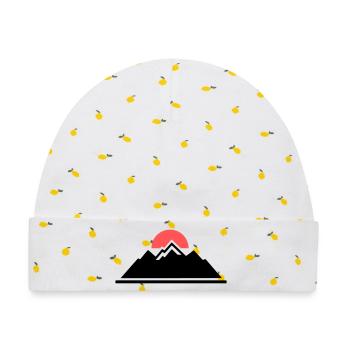 Berge Sonne Wandern Outdoor Alpenverein - Baby Premium Organic Mütze - Weiß/Zitronengelb - Vorne