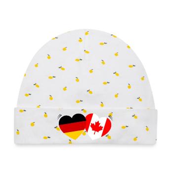 Herzflaggen Deutsch-Canada - Baby Premium Organic Mütze - Weiß/Zitronengelb - Vorne
