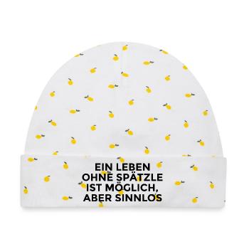 Spätzle Spruch Schwaben Schwabe - Baby Premium Organic Mütze - Weiß/Zitronengelb - Vorne