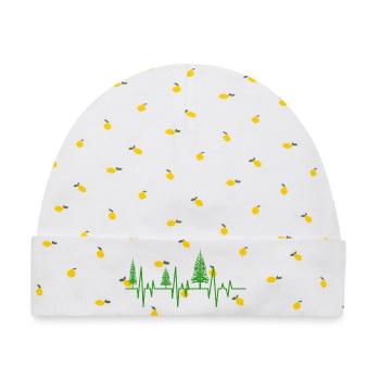 Bäume Herzschlag Wald EKG - Baby Premium Organic Mütze - Weiß/Zitronengelb - Vorne