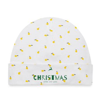 Christmas Comes and Goes – Minimalistisch - Baby Premium Organic Mütze - Weiß/Zitronengelb - Vorne