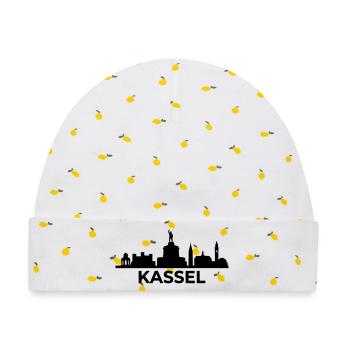 Kassel Wahrzeichen Silhouette skyline - Baby Premium Organic Mütze - Weiß/Zitronengelb - Vorne