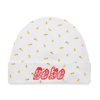 Bebe Abstrakte Rote Pixelkunst - Baby Premium Organic Mütze - Weiß/Zitronengelb - Vorne