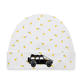 Jeep-Rubicon - Baby Premium Organic Mütze - Weiß/Zitronengelb - Vorne