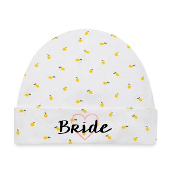 Bride Herz Junggesellenabschied Hochzeit - Baby Premium Organic Mütze - Weiß/Zitronengelb - Vorne