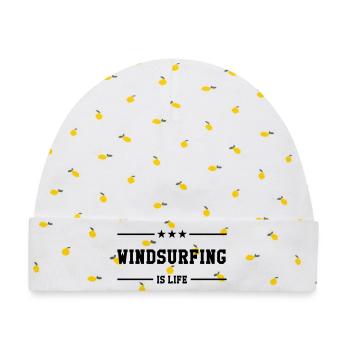 Windsurfen / Windsurfer / Windsurf / Windsurfing - Baby Premium Organic Mütze - Weiß/Zitronengelb - Vorne