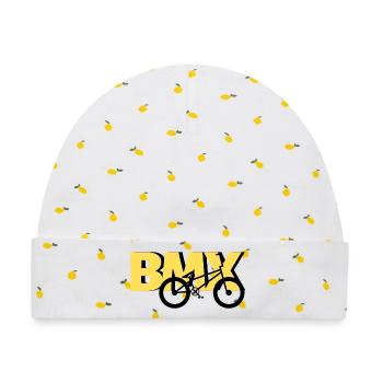 BMX Stunt Shirt – Yellow Edition - Baby Premium Organic Mütze - Weiß/Zitronengelb - Vorne