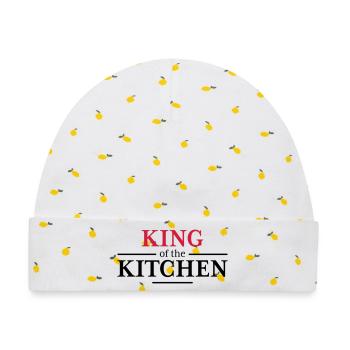 King of the Kitchen - Baby Premium Organic Mütze - Weiß/Zitronengelb - Vorne