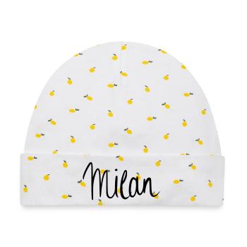 Milan - Baby Premium Organic Mütze - Weiß/Zitronengelb - Vorne