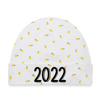 2022 - Baby Premium Organic Mütze - Weiß/Zitronengelb - Vorne