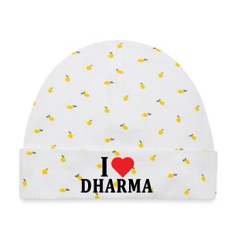 T-Shirt Ich liebe Dharma T-Shirt Geschenkidee - Baby Premium Organic Mütze - Weiß/Zitronengelb - Vorne
