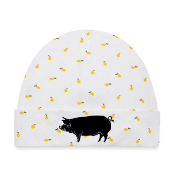 Schweinsschatten-Bild-Logo - Baby Premium Organic Mütze - Weiß/Zitronengelb - Vorne