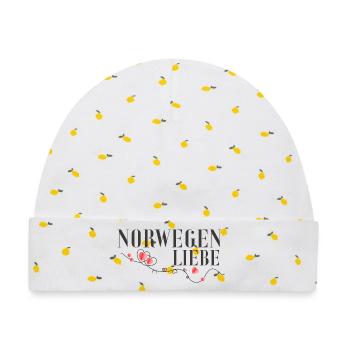 Norwegen Liebe Herzdesign - Baby Premium Organic Mütze - Weiß/Zitronengelb - Vorne