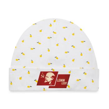 Lenin Lebt Flagge - Baby Premium Organic Mütze - Weiß/Zitronengelb - Vorne