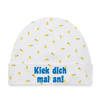 Modell Spruch Berliner - Baby Premium Organic Mütze - Weiß/Zitronengelb - Vorne
