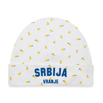 VRANJE Srbija Serbia - Baby Premium Organic Mütze - Weiß/Zitronengelb - Vorne