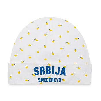 SMEDEREVO Serbia Serbien - Baby Premium Organic Mütze - Weiß/Zitronengelb - Vorne